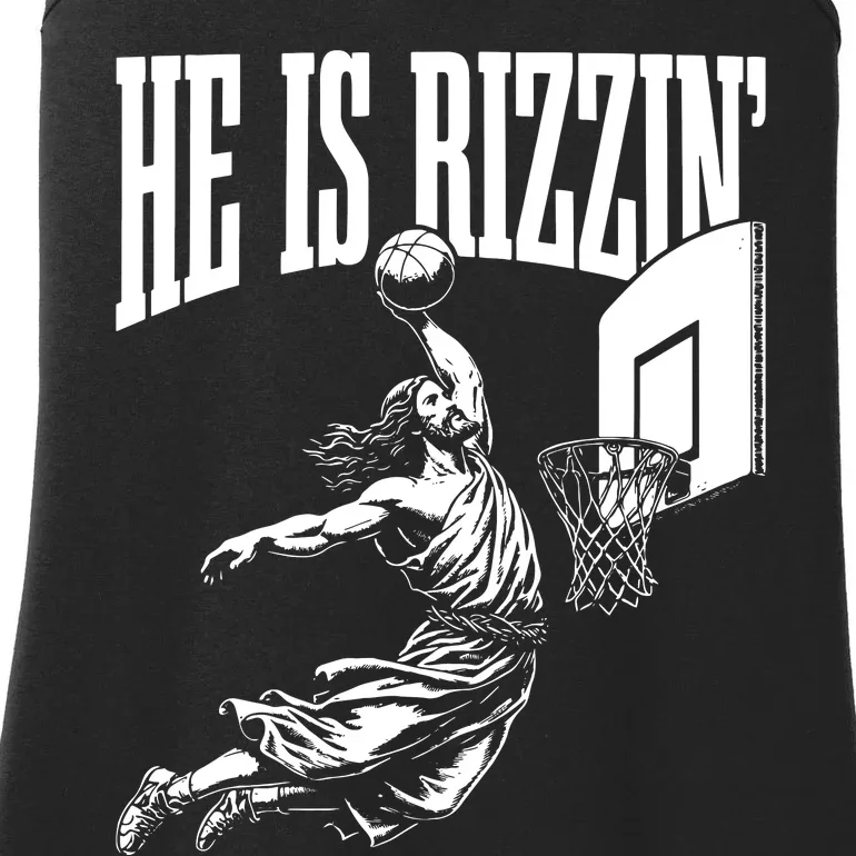 He Is Rizzin Funny Jesus Basketball Meme Ladies Essential Tank