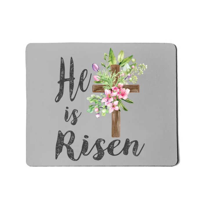 He Is Risen Floral Cross Vintage Happy Easter Day Gift Mousepad