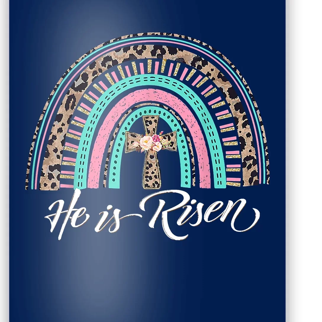 He Is Risen Christian Easter Rainbow Leopard Mom Gift Poster