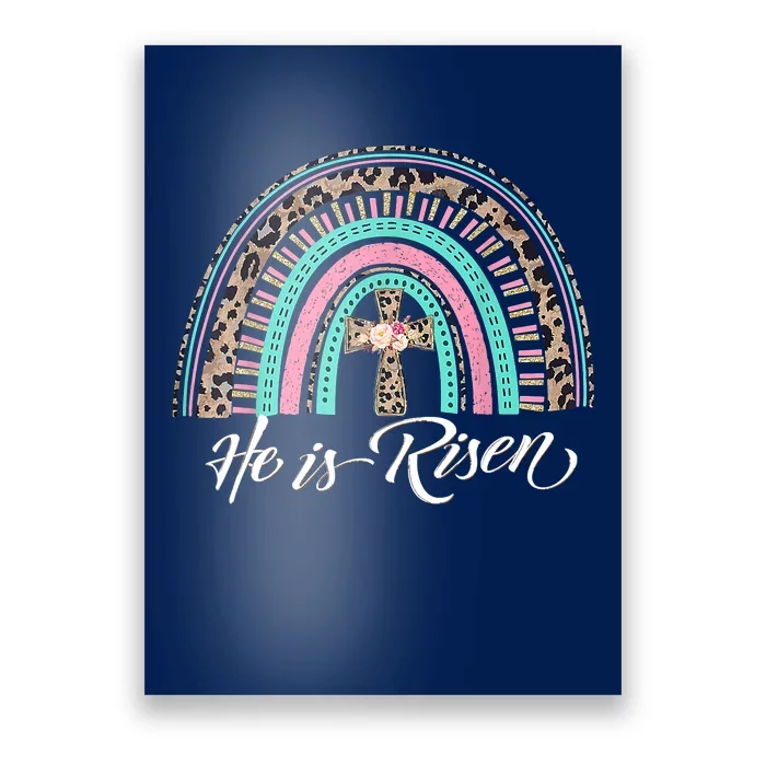 He Is Risen Christian Easter Rainbow Leopard Mom Gift Poster