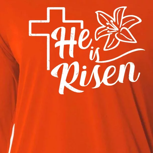 He Is Risen Easter Jesus Cross Cooling Performance Long Sleeve Crew