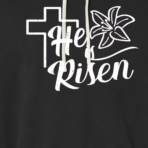 He Is Risen Easter Jesus Cross Garment-Dyed Fleece Hoodie