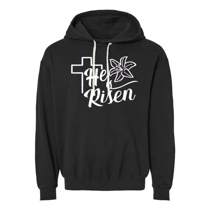 He Is Risen Easter Jesus Cross Garment-Dyed Fleece Hoodie