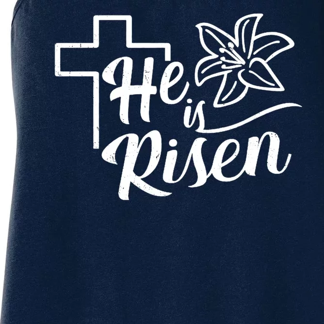 He Is Risen Easter Jesus Cross Women's Racerback Tank