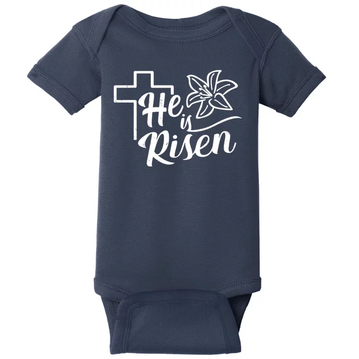 He Is Risen Easter Jesus Cross Baby Bodysuit