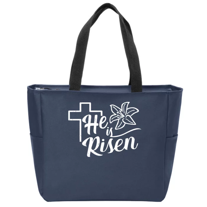 He Is Risen Easter Jesus Cross Zip Tote Bag