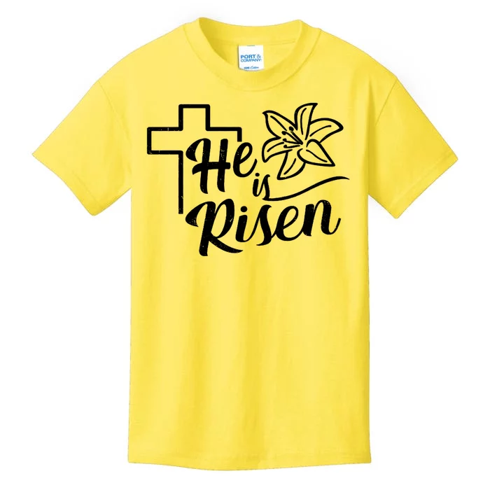 He Is Risen Easter Jesus Cross Kids T-Shirt