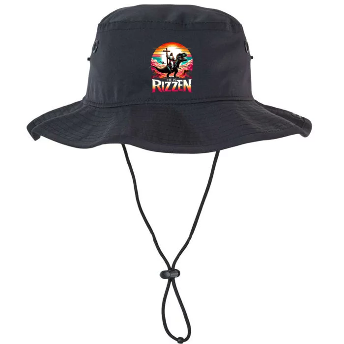 He Is Rizzen Jesus Has Rizzen Retro Christian Dinosaur Legacy Cool Fit Booney Bucket Hat