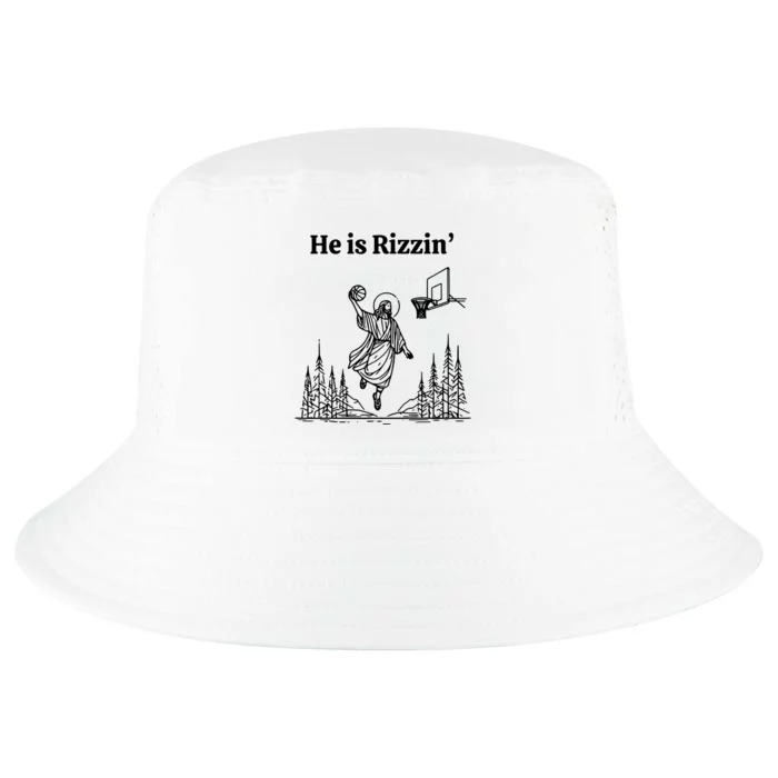 He Is Rizzin Basketball Jesus Funny Easter Christian Cool Comfort Performance Bucket Hat