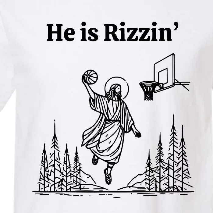 He Is Rizzin Basketball Jesus Funny Easter Christian Garment-Dyed Heavyweight T-Shirt