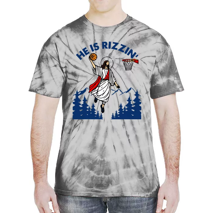 He Is Rizzin Jesus Basketball Easter Religious Tie-Dye T-Shirt