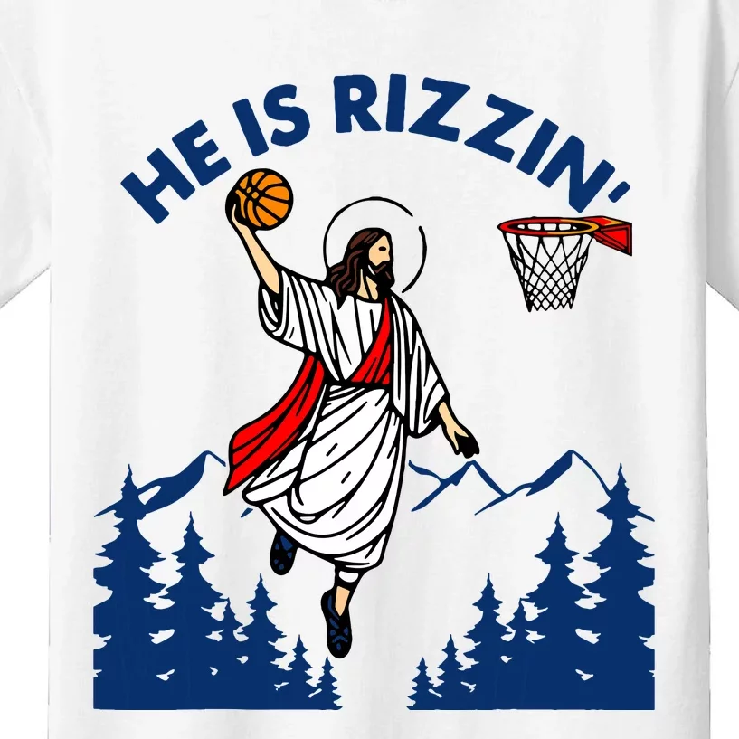 He Is Rizzin Jesus Basketball Easter Religious Kids T-Shirt