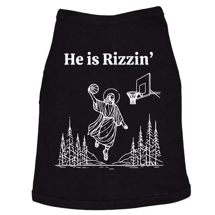 He Is Rizzin Funny Jesus Playing Basketball Doggie Tank