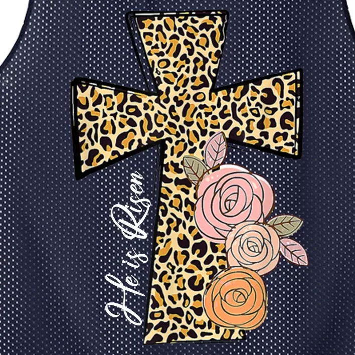 He Is Risen Leopard Easter Cross Mesh Reversible Basketball Jersey Tank