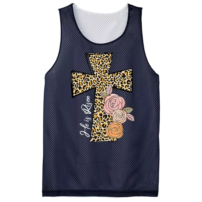 He Is Risen Leopard Easter Cross Mesh Reversible Basketball Jersey Tank