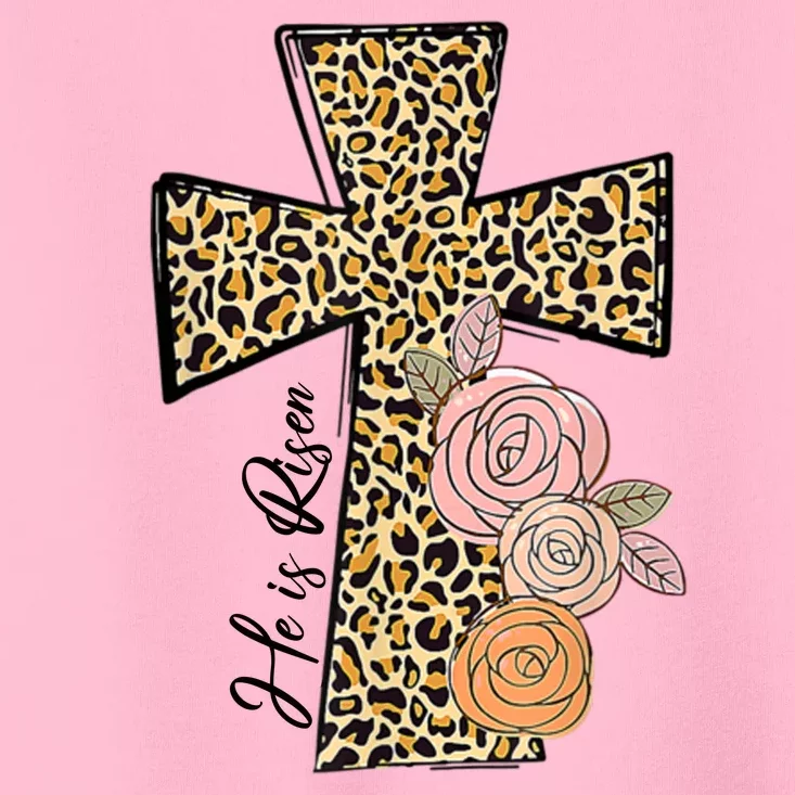 He Is Risen Leopard Easter Cross Toddler T-Shirt