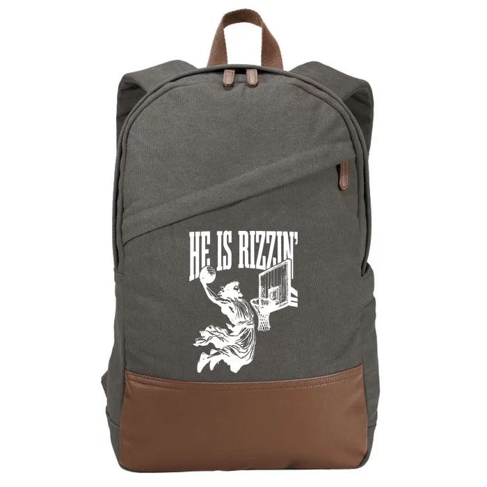 He Is Rizzin Funny Jesus Basketball Cotton Canvas Backpack