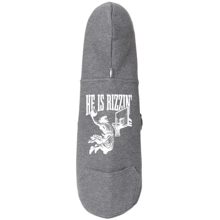 He Is Rizzin Funny Jesus Basketball Doggie 3-End Fleece Hoodie