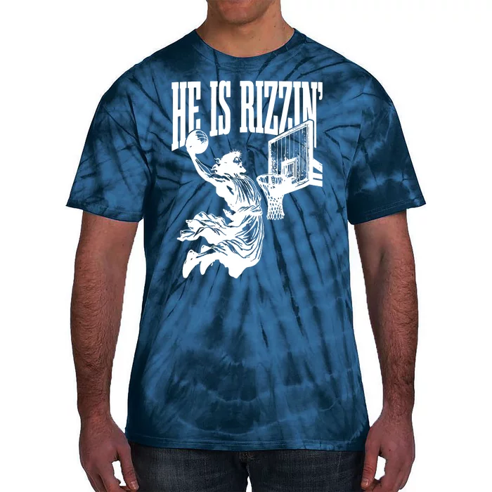 He Is Rizzin Funny Jesus Basketball Tie-Dye T-Shirt