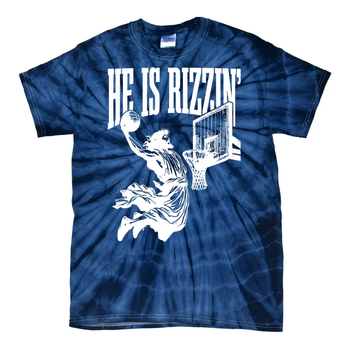 He Is Rizzin Funny Jesus Basketball Tie-Dye T-Shirt