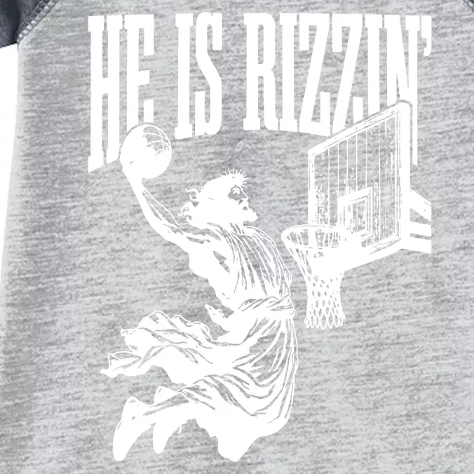 He Is Rizzin Funny Jesus Basketball Infant Baby Jersey Bodysuit