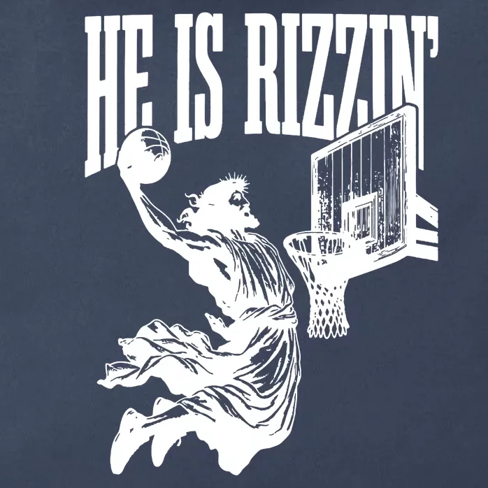 He Is Rizzin Funny Jesus Basketball Zip Tote Bag