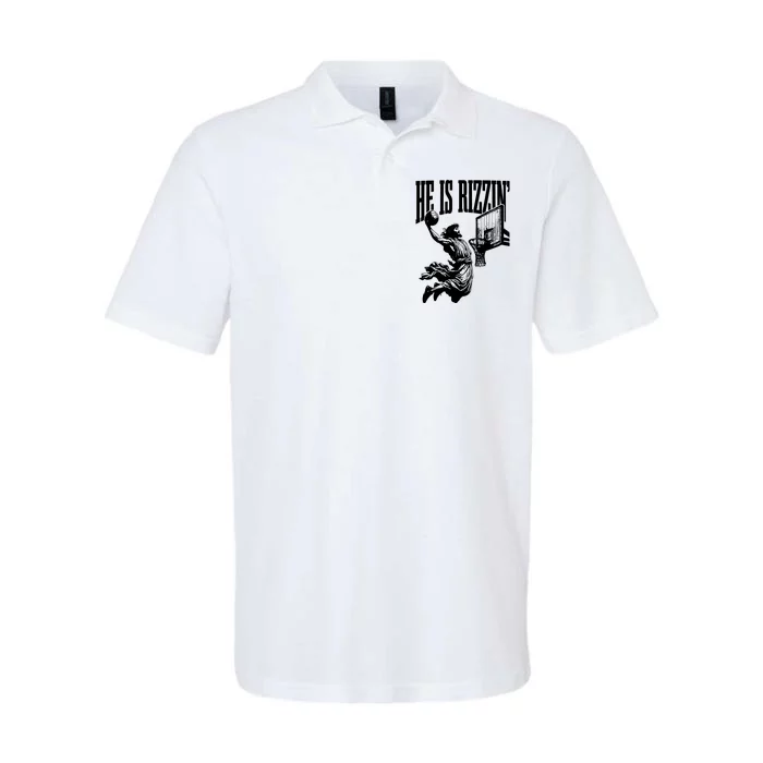 He Is Rizzin Funny Jesus Basketball Softstyle Adult Sport Polo