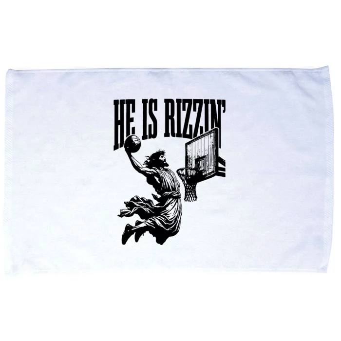 He Is Rizzin Funny Jesus Basketball Microfiber Hand Towel