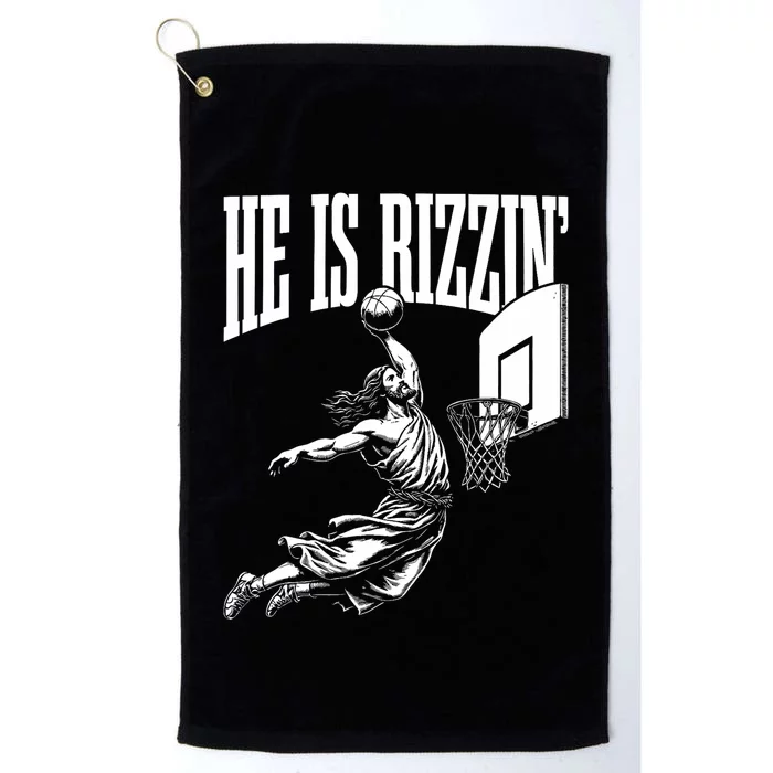 He Is Rizzin Funny Jesus Basketball Meme Platinum Collection Golf Towel