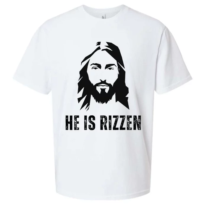 He Is Rizzen Funny Jesus Christ Meme Christian Faith Love Sueded Cloud Jersey T-Shirt