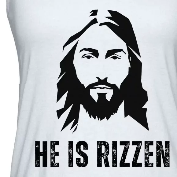 He Is Rizzen Funny Jesus Christ Meme Christian Faith Love Ladies Essential Flowy Tank