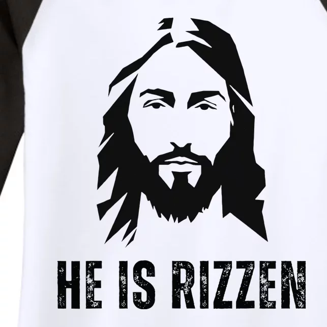 He Is Rizzen Funny Jesus Christ Meme Christian Faith Love Women's Tri-Blend 3/4-Sleeve Raglan Shirt