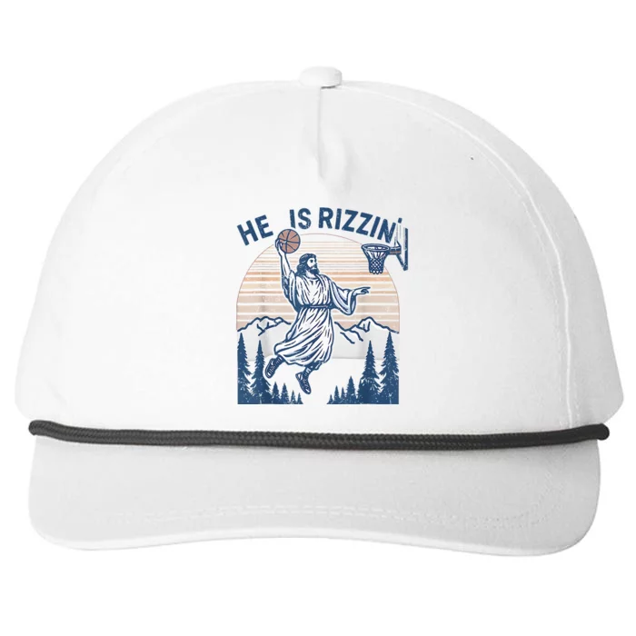 He Is Rizen Funny Easter  Basketball Jesus Snapback Five-Panel Rope Hat