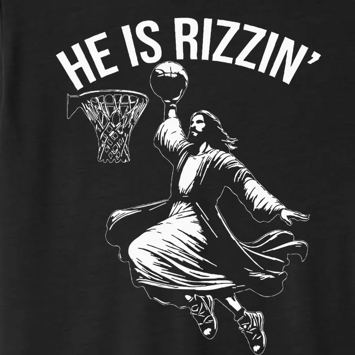 He Is Rizzin Funny Jesus Christ Basketball Player Dunking ChromaSoft Performance T-Shirt