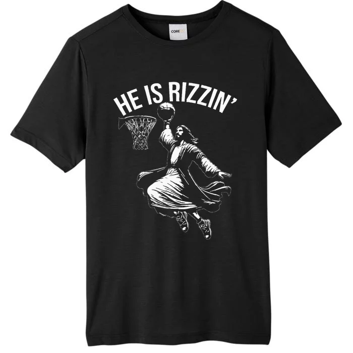 He Is Rizzin Funny Jesus Christ Basketball Player Dunking ChromaSoft Performance T-Shirt