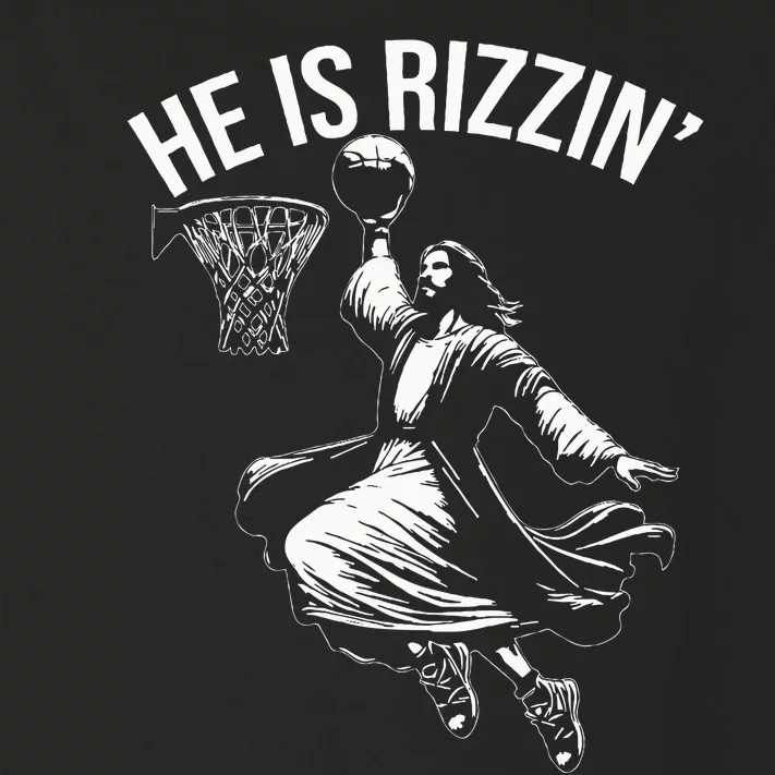 He Is Rizzin Funny Jesus Christ Basketball Player Dunking Toddler Long Sleeve Shirt