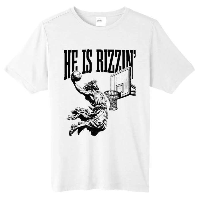 He Is Rizzin Funny Jesus Basketball Easter Meme ChromaSoft Performance T-Shirt