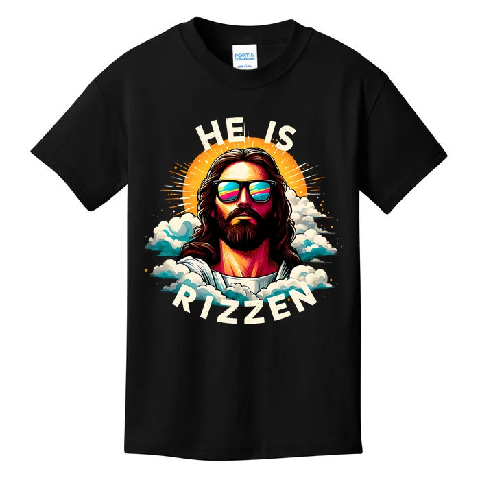 He Is Rizzen Christian Jesus Is Rizzen Christian Religious Kids T-Shirt