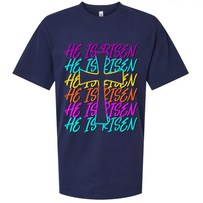 He Is Risen Jesus Cross Religious Christian Easter Day Sueded Cloud Jersey T-Shirt