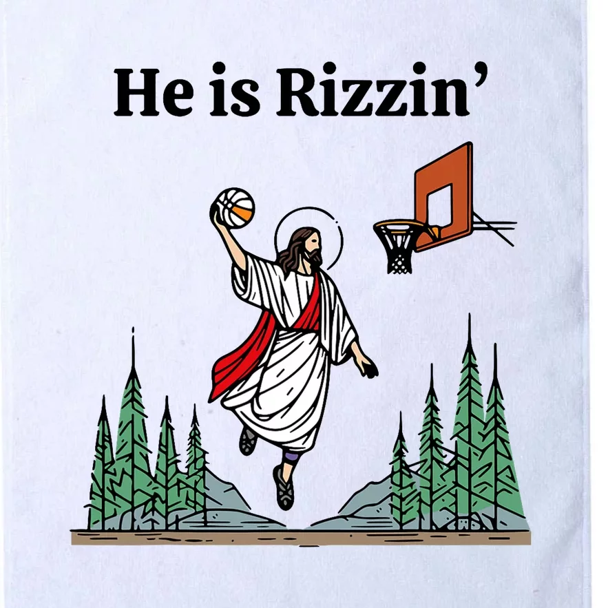 He Is Rizzin Funny Easter Day Jesus Playing Basketball Platinum Collection Golf Towel