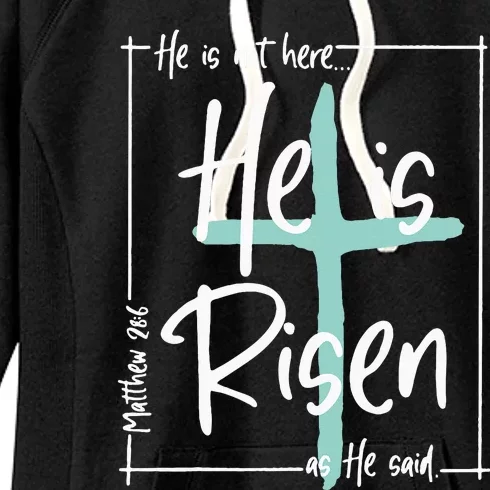 He Is Risen Easter Christian Cross Women's Fleece Hoodie