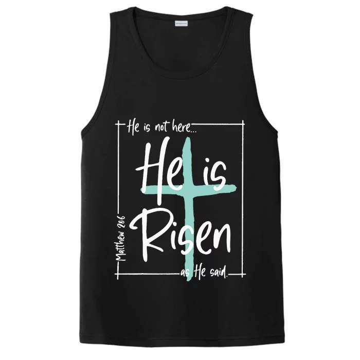 He Is Risen Easter Christian Cross Performance Tank