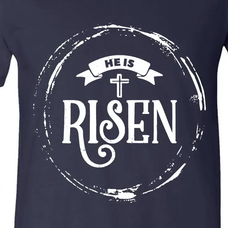 He Is Risen Religious Easter Jesus Christian V-Neck T-Shirt