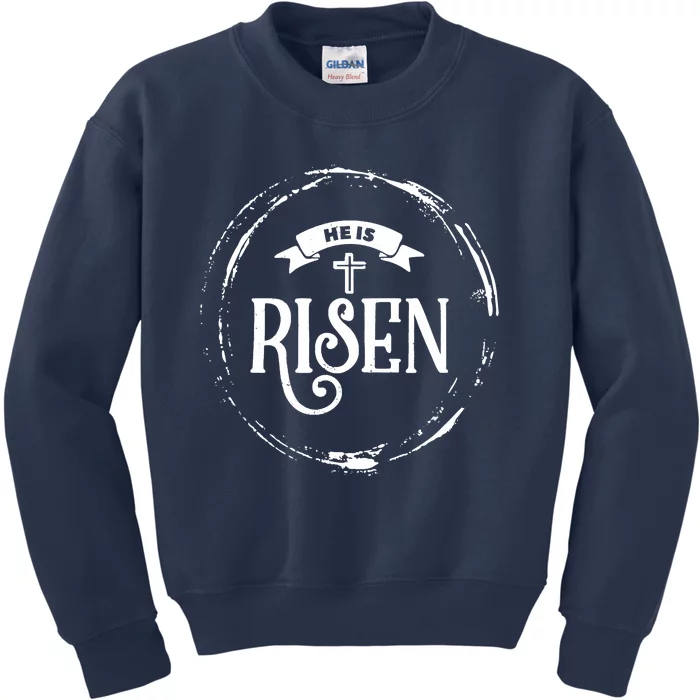 He Is Risen Religious Easter Jesus Christian Kids Sweatshirt