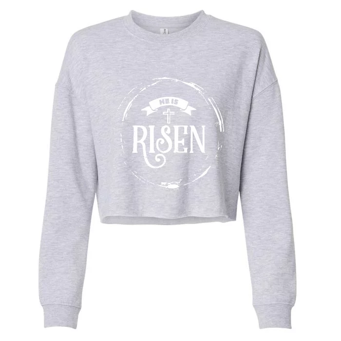 He Is Risen Religious Easter Jesus Christian Cropped Pullover Crew