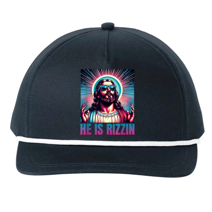 He Is Rizzin Jesus Is Rizzen Snapback Five-Panel Rope Hat