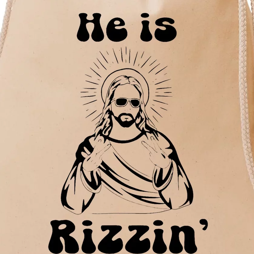 He Is Rizzin Jesus Is Rizzen Funny Drawstring Bag