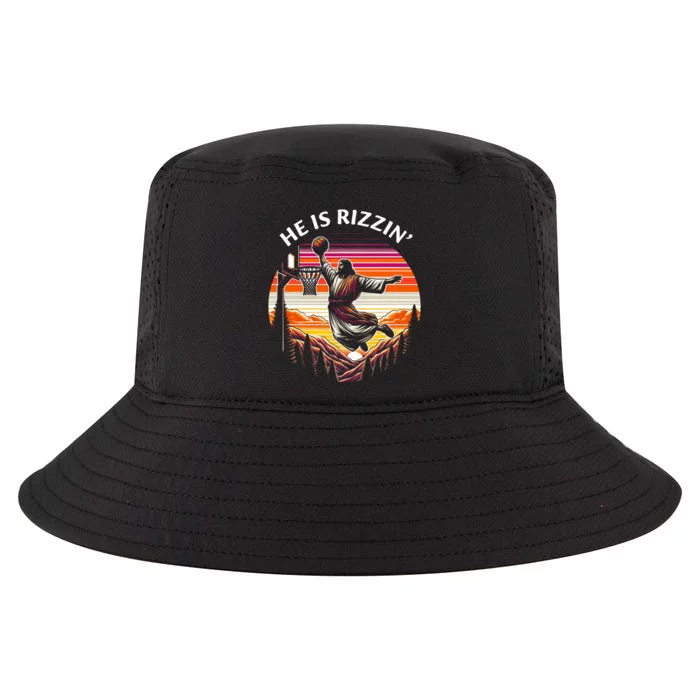 He Is Rizzin Jesus Basketball Easter Christian Cool Comfort Performance Bucket Hat