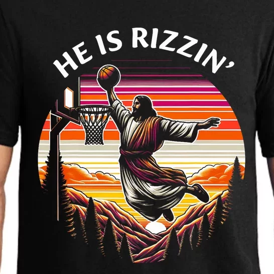 He Is Rizzin Jesus Basketball Easter Christian Pajama Set