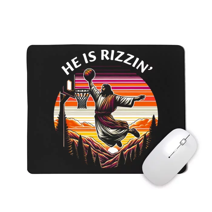 He Is Rizzin Jesus Basketball Easter Christian Mousepad